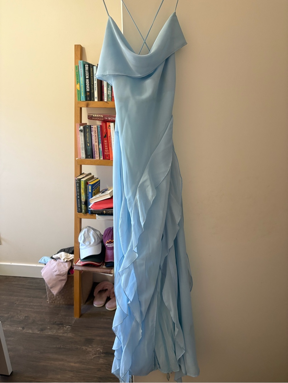 Hello Molly Light Blue Strapless Ruffle Maxi Dress - Picture 2 of 4